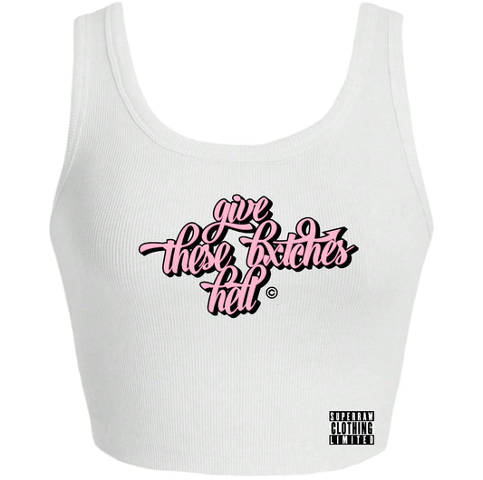 GIVE THESE BxTCHES HELL© VEST - WHITE/PINK