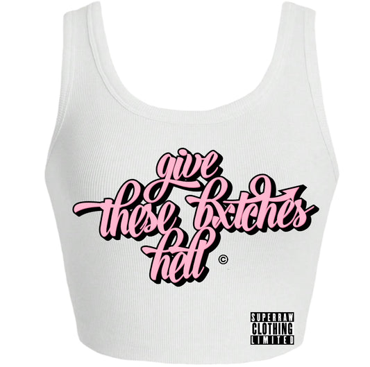 GIVE THESE BxTCHES HELL© VEST - WHITE/PINK